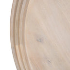 Urban Chic Coffee Table 30 Inch Round Tray Top, Handcrafted Washed White Mango Wood