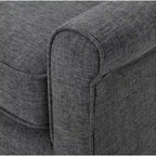 Loveseat, 50 Inch Smooth Tufted Gray Polyester, Natural Brown Wood