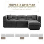 Roomfitters Cozy Teddy Fleece Fabric Sectional Sofa with USB Ports, Movable Storage Ottoman, and Two Lumbar Pillows