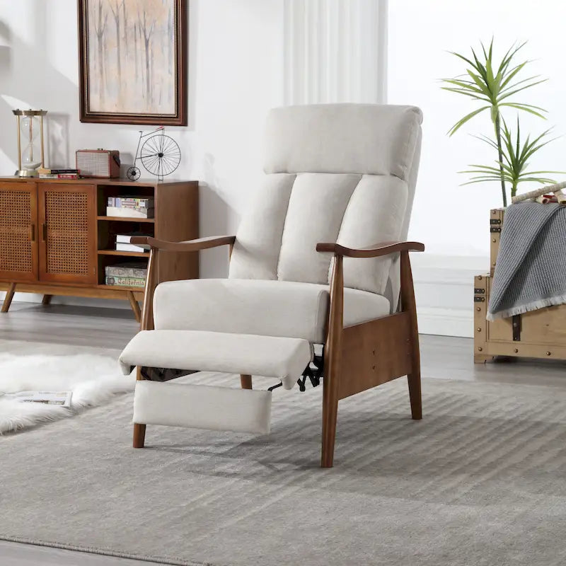 PU Leather Recliner Chair,Living Room Solid Wood Accent Chair