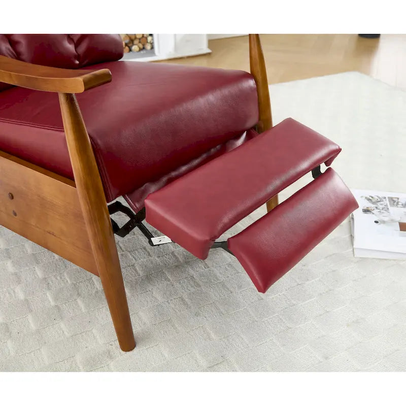 PU Leather Recliner Chair,Living Room Solid Wood Accent Chair