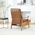 PU Leather Recliner Chair,Living Room Solid Wood Accent Chair