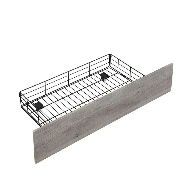 Wooden Bed Frame Storage Wingback Headboard with Charging Station and Drawers, No Box Spring Needed, Easy Assembly