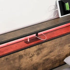 Wooden Bed Frame Storage Wingback Headboard with Charging Station and Drawers, No Box Spring Needed, Easy Assembly