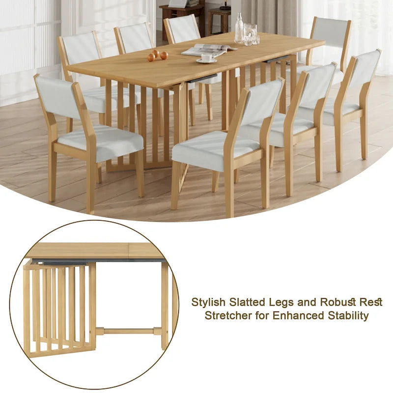 Farmhouse 9-Piece Dining Table with 212 Removable Leaves & 8 Dining Chairs