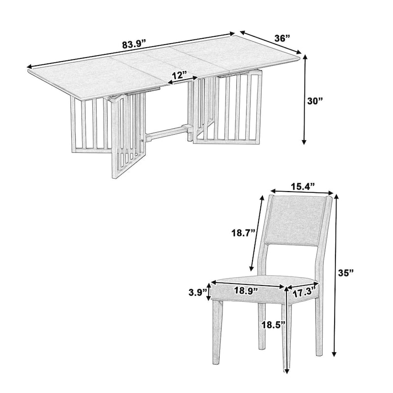 Farmhouse 9-Piece Dining Table with 212 Removable Leaves & 8 Dining Chairs