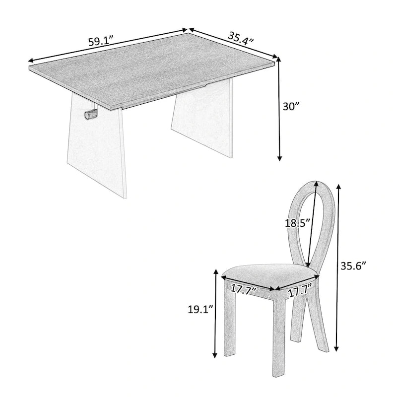 Modern 7-Piece Dining Table Set with 6 Upholstered Chairs
