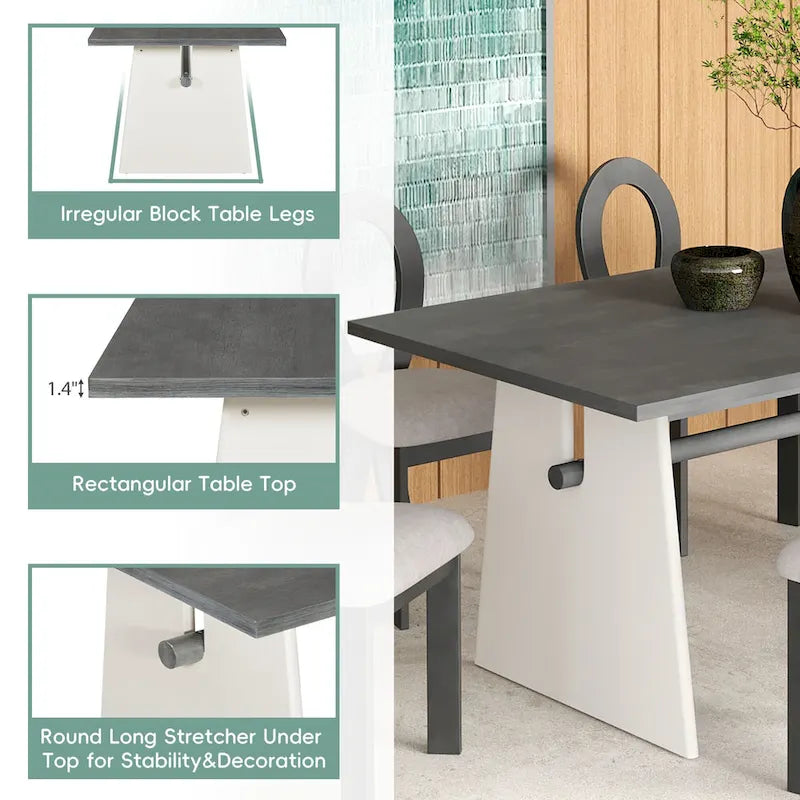 Modern 7-Piece Dining Table Set with 6 Upholstered Chairs