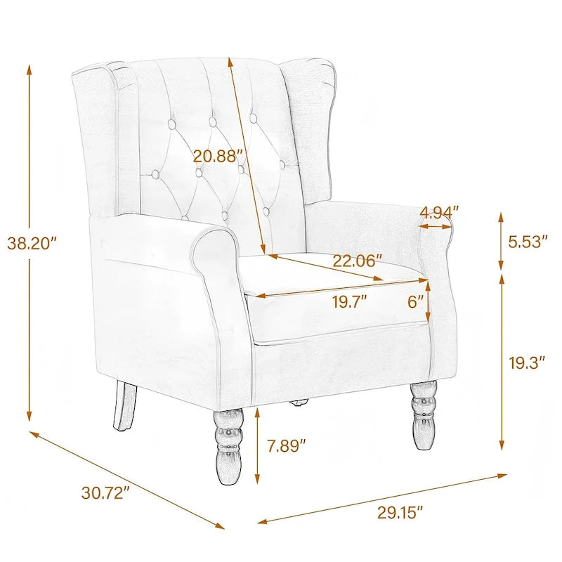 Set of 2 Vegan Leather Upholstered Button Tufted Accent Chair
