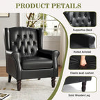 Set of 2 Vegan Leather Upholstered Button Tufted Accent Chair