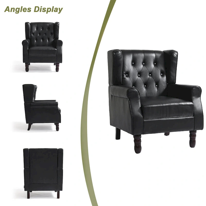 Set of 2 Vegan Leather Upholstered Button Tufted Accent Chair