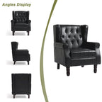 Set of 2 Vegan Leather Upholstered Button Tufted Accent Chair