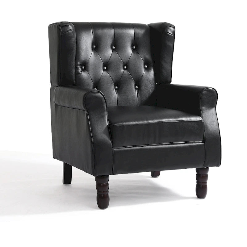 Set of 2 Vegan Leather Upholstered Button Tufted Accent Chair