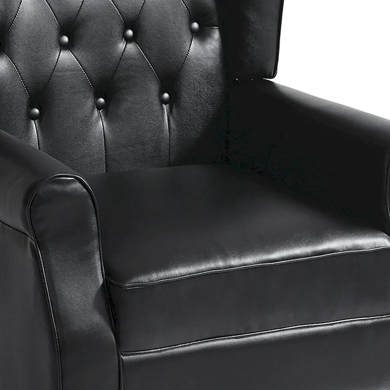 Set of 2 Vegan Leather Upholstered Button Tufted Accent Chair