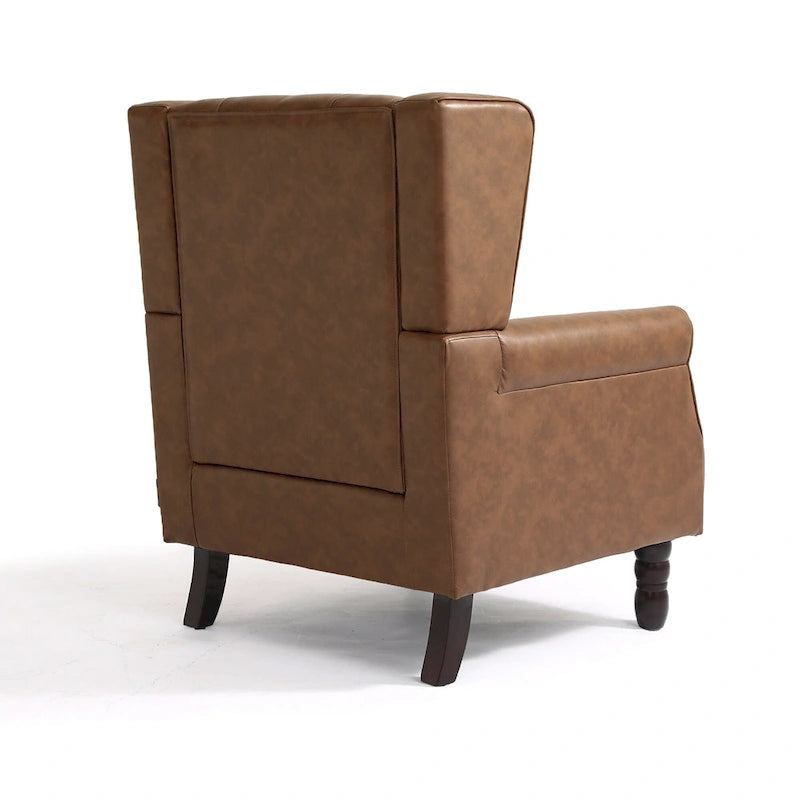 Set of 2 Vegan Leather Upholstered Button Tufted Accent Chair