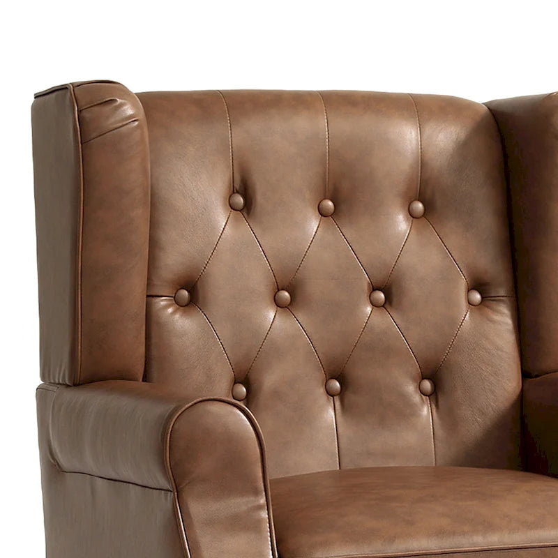 Set of 2 Vegan Leather Upholstered Button Tufted Accent Chair
