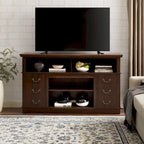 Traditional Rustic Farmhouse TV Stand with 6 Drawer, 4 Storage Shelf and Cable Management For Living Room Bedroom