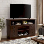 Traditional Rustic Farmhouse TV Stand with 6 Drawer, 4 Storage Shelf and Cable Management For Living Room Bedroom