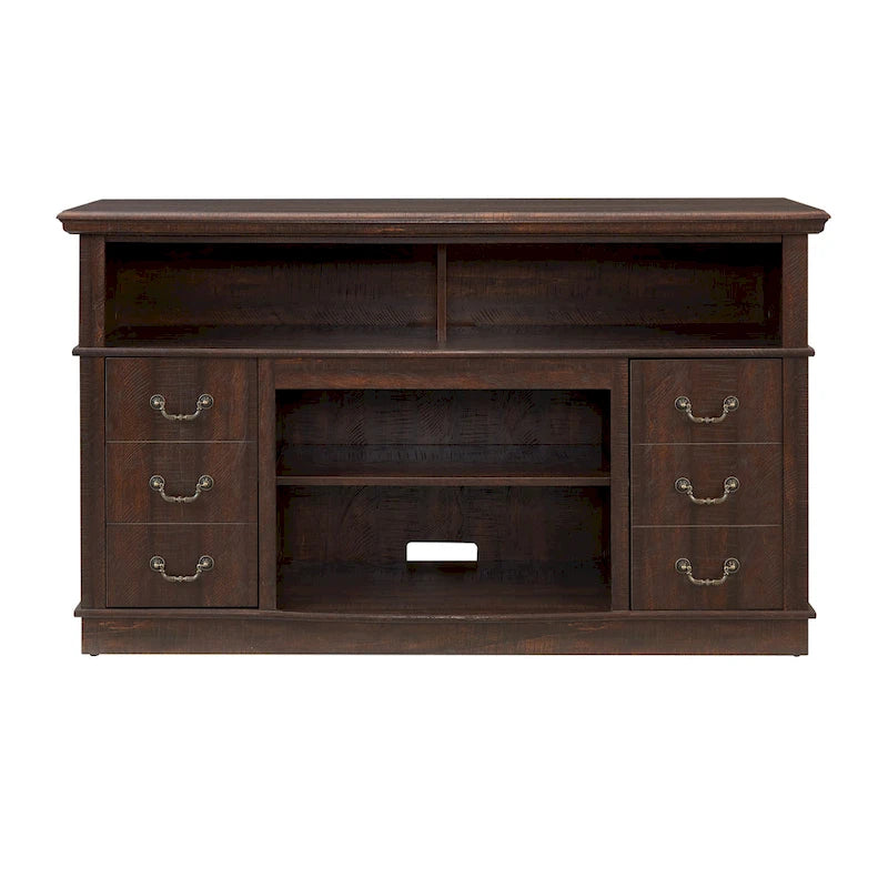Traditional Rustic Farmhouse TV Stand with 6 Drawer, 4 Storage Shelf and Cable Management For Living Room Bedroom