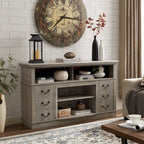 Traditional Rustic Farmhouse TV Stand with 6 Drawer, 4 Storage Shelf and Cable Management For Living Room Bedroom