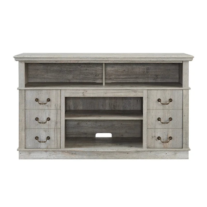 Traditional Rustic Farmhouse TV Stand with 6 Drawer, 4 Storage Shelf and Cable Management For Living Room Bedroom