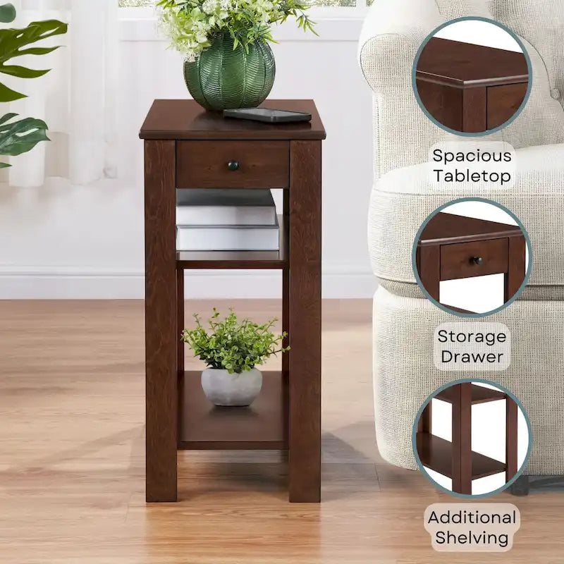 Convenience Concepts Designs2Go 1 Drawer Baja Chairside End Table with Shelves