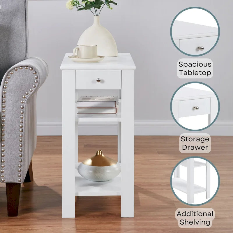 Convenience Concepts Designs2Go 1 Drawer Baja Chairside End Table with Shelves