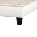 Platform Bed Frame with Saddle Curved Headboard, Modern Medieval Royal Style Platform Bed with Diamond Tufted Details