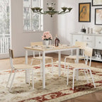 Kitchen Dining Table Set Metal Frame Breakfast Table with 4 Dining Chairs Modern Casual Dining Table Set 5-Piece Dining Set