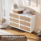 Rattan 6 Drawer Double Dressers for Bedroom