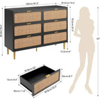 Rattan 6 Drawer Double Dressers for Bedroom