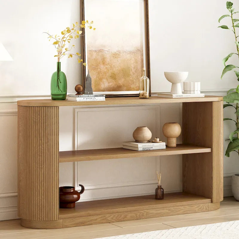 Christopher Knight Home - Mirod Modern Entryway Console Table with Open Shelf & Elegant Wood Grain Design