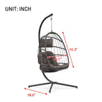 outdoor patio Wicker Hanging Chair Swing Chair, All-Weather Wicker Rattan & Aluminum Frame with Cushion and Headrest
