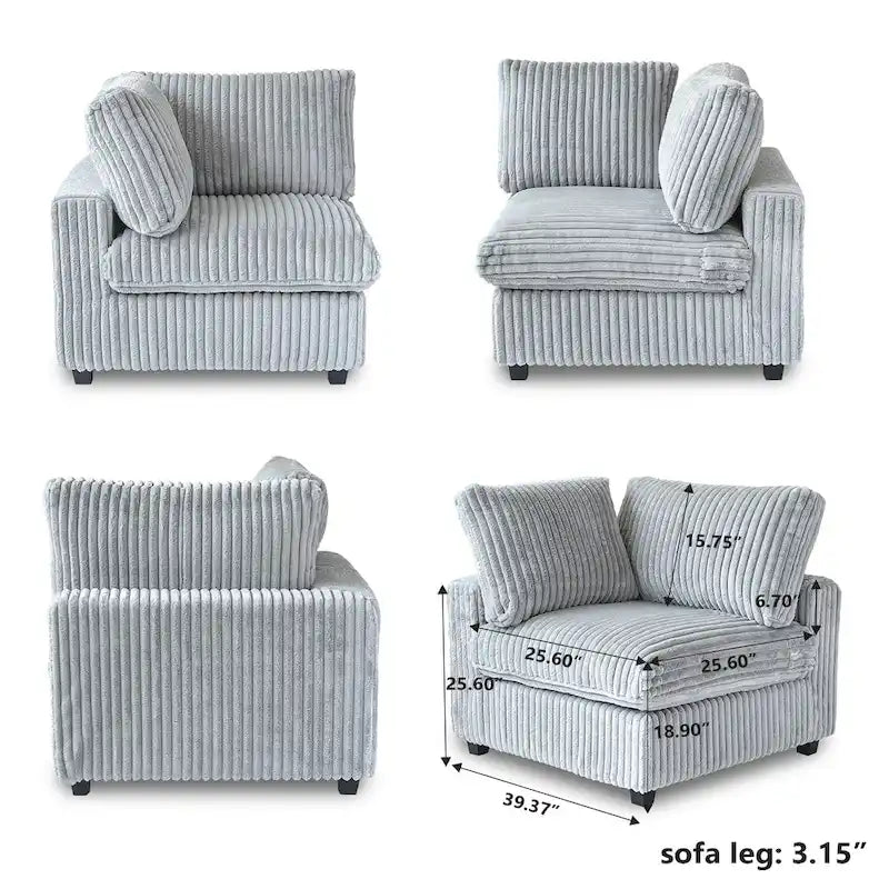 78.74 Modular Sectional Couches, Plush Deep Seat Sleeper Sofa with Removable Covers
