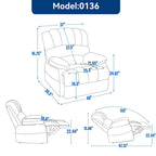 Oversized Manual Recliner Upholstered Fabric Lounge Chair Adjustable Living Room Single Sofa with Side Lever Control