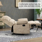 Oversized Manual Recliner Upholstered Fabric Lounge Chair Adjustable Living Room Single Sofa with Side Lever Control