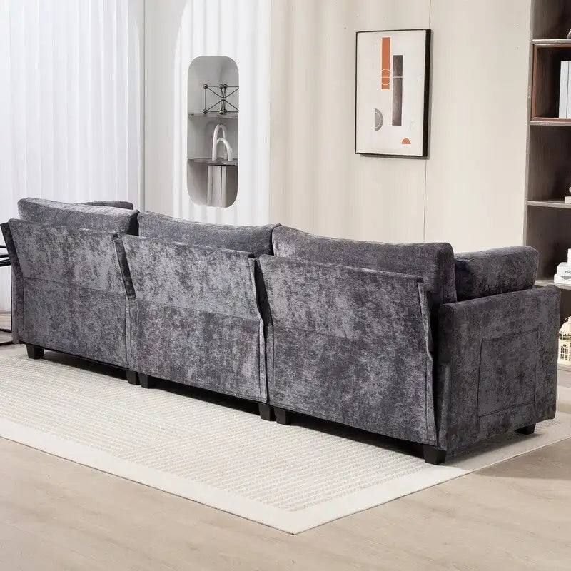 111.42 Chenille Upholstered Three Seater Sofa