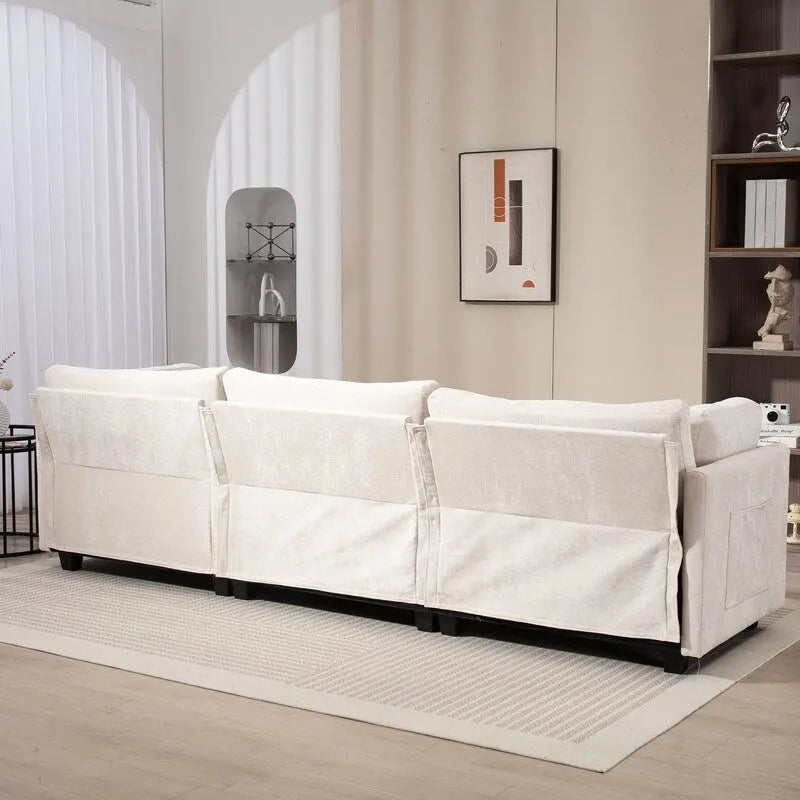 111.42 Chenille Upholstered Three Seater Sofa