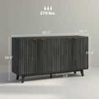 HOMCOM Fluted Sideboard Buffet Cabinet, 55 Modern Accent Console Cabinet with 4 Doors, 2 Adjustable Shelves and 5 Wood Legs
