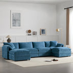 Chenille Modular Sectional Sofa, U Shaped Cloud Upholstered Couch Set