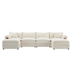 Chenille Modular Sectional Sofa, U Shaped Cloud Upholstered Couch Set