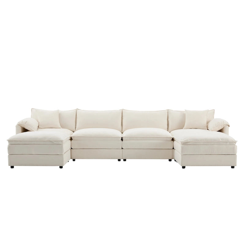 Chenille Modular Sectional Sofa, U Shaped Cloud Upholstered Couch Set