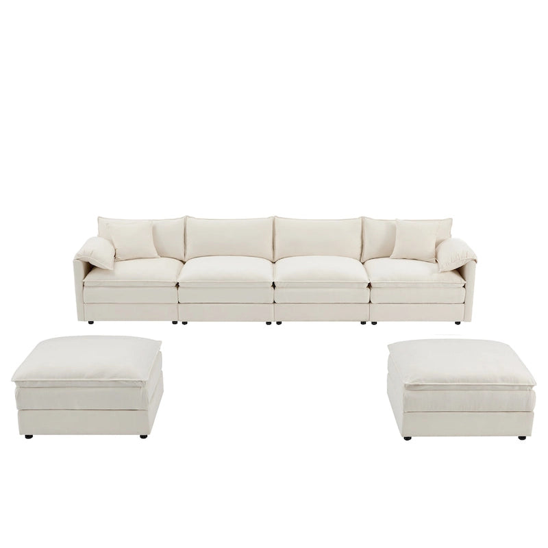 Chenille Modular Sectional Sofa, U Shaped Cloud Upholstered Couch Set