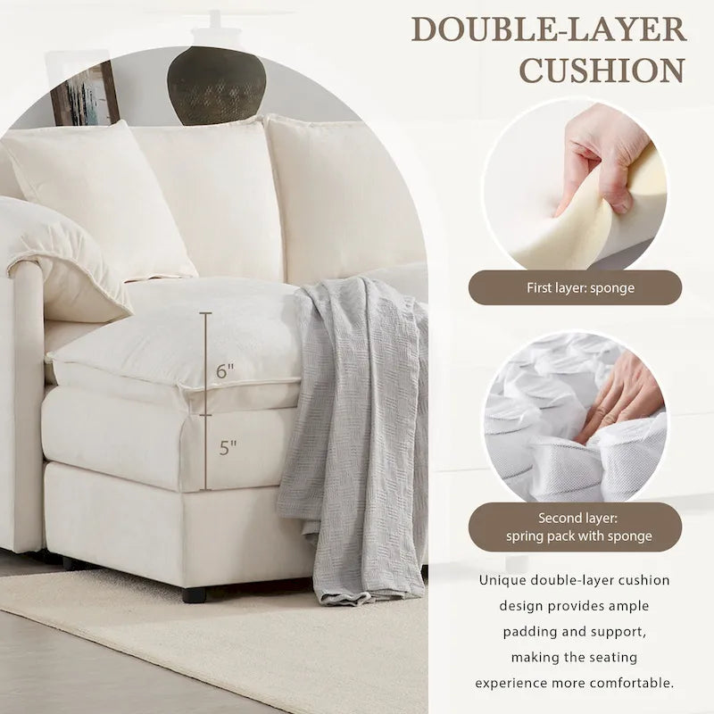 Chenille Modular Sectional Sofa, U Shaped Cloud Upholstered Couch Set