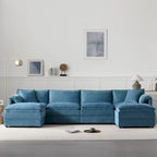 Chenille Modular Sectional Sofa, U Shaped Cloud Upholstered Couch Set
