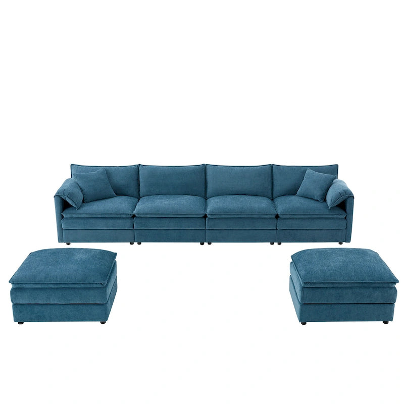 Chenille Modular Sectional Sofa, U Shaped Cloud Upholstered Couch Set