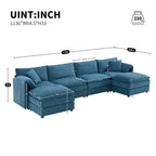 Chenille Modular Sectional Sofa, U Shaped Cloud Upholstered Couch Set