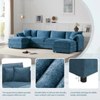 Chenille Modular Sectional Sofa, U Shaped Cloud Upholstered Couch Set