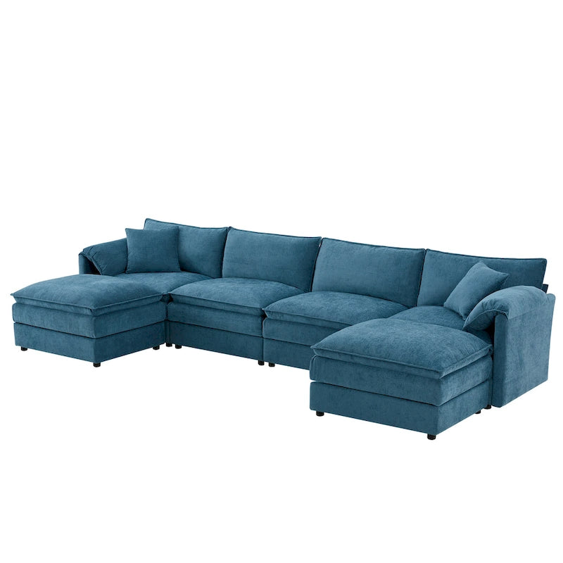 Chenille Modular Sectional Sofa, U Shaped Cloud Upholstered Couch Set