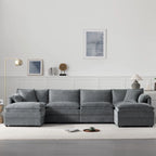 Chenille Modular Sectional Sofa, U Shaped Cloud Upholstered Couch Set
